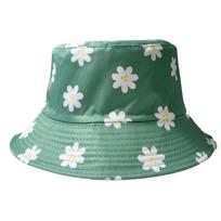 Reversible Foldable Fisherman Hat Flower Pattern Breathable Unisex Headwear For Hiking Vacations Daily Use žalia