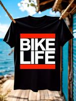 Bike Life Bold Biking Tshirt - Black Cycling Tee with Whi... S įvairiaspalvis