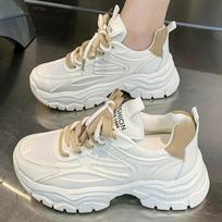 Spring Women Pink Platform Sneakers Thick Sole Sports Shoes Women's Chunky Sneakers Casual Breathable Womens Designer Sneakers 35 smėlis
