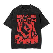 2026 Billie Eilish Funny Poster Graphic Print T-shirt Men Women Fashion Vintage Washed Cotton O-neck Summer Tee Oversized Casual Short Sleeve Top L