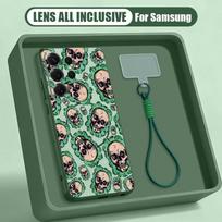 Colorful Skeleton Pattern Case For Samsung S26 S25 Ultra S24 S23 FE S22 A15 A16 A17 A35 A36 A37 A54 A55 A56 A57 5G Hybrid Magnetic Matte Cover Samsung A54 5G žalia