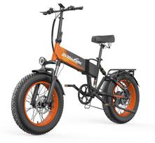 20  Folding Fat Tire E-Bike, 48V 20Ah Battery 120KM Range, 60Nm 7-Speed Electric Mountain Bike with Full Suspension & Hydraulic Disc Brakes juoda/oranžinė
