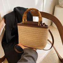 Bamboo Straw Woven Bag Women'S Summer Travel With Casual Handbag Retro High-End Messenger Bag Bag ruda