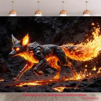 2D Magical Flame Fox Photography Background 47.2x31.5inch/120*80cm
