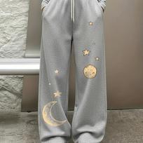 Cartoon Print Loose Straight Leg Sweatpants for Women And Kids Autumn Winter Elastic Waistband Streetwear Versatile S