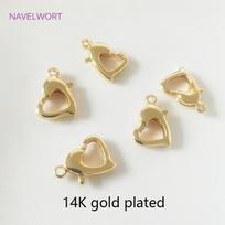 Fashion 14K/18K Gold Plated Heart Lobster Claw Clasp High Quality Brass Metal Lobster Clasps Extension Chains Wholesale 5 pieces