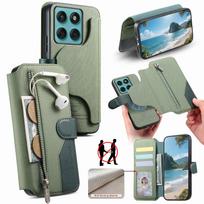 Užtrauktukas Magnetinių Kortelių Lizdas Piniginė Odinis Dėklas Motorola G56 G15 G75 G85 G55 G35 Edge 60 Pro 50 Fusion Apverčiamas Maišelis Kišeninis Dangtelis Motorola Moto G04 žalia
