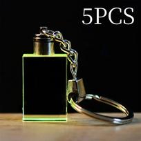 5PCS Crystal Keyring Pendant With LED Light Personalized Glass Commemorative Pendant Souvenir for Luminous Interior Accessories