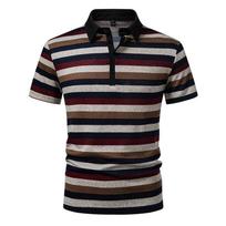 Mens Colorblock Striped Lapel Short Sleeve Loose Casual Polo T Shirt S ruda
