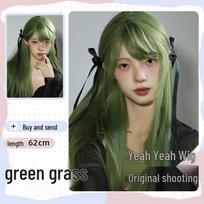 Daily Internet Celebrity Lolita Long Straight Hair Wig with Realistic Bangs - Summer JK Full Head Set