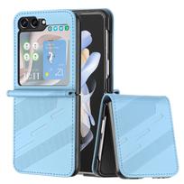 Leather Flip Case for Samsung Galaxy Z Flip 5 Flip5 Credit Cards Slot Phone Bag Cover Shockproof | Classsic Design | 8 Colors For Samsung Z Flip 5