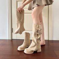 Removable two-wear short boots, women's thick legs, fat mm long boots, large tube circumferential trouser tube boots, thick sole, thick heel, small ma 35