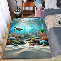 Ocean-Themed Carpet with Colorful Coral Reef and Marine Life Design Suitable for use as an anti-slip for living room bedroom sofas 40x60cm( 15x23in )