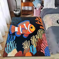 Colorful Clownfish Design Carpet with Coral Reef Pattern for Home Decor Suitable for use as an anti-slip for living room bedroom sofas 40x60cm( 15x23in )
