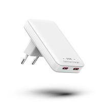 65W GaN Fast Charger Dual USB C Wall Charger PD Fast Charging Block for Phone Laptop Tablet USB-C+USB-C balta