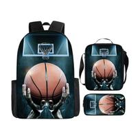 Casual Printed Backpack Large Capacity School Bag Pencil Case Lunch Bag Three Piece Set Suitable for Daily Use Travel and Outdoor Activities One Size