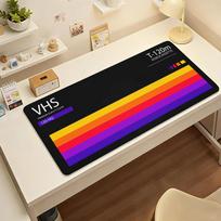 Gaming Mouse Pad Large Desk Mat Antislip Stitched Edges Stylish VHS Retro Print Extended Keyboard Mat for Gamer Office 300x800x2mm