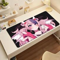 Gaming Mouse Pad with Antislip Base and Stitched Edges Pink Devil Anime Girl with Horns Print Desk Mat for PC Laptop Gaming 300x800x2mm