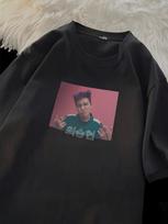 Oversized Black T-shirt with Squid Game Y2k Print S įvairiaspalvis