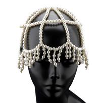 Beautiful Handmade Pearls Hat Luxurious Bridal Headbands Trendy Headpiece for Evening Occasion 1 balta