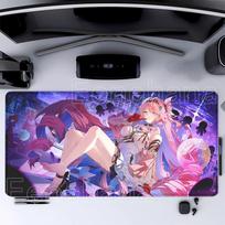 Wuthering Waves Denia Mousepad Kawaii Anime Girl Gaming computer Keyboard Office Mouse Pad Rubber HD Printing overlock Desk Mat 300X800X2MM blue