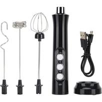 Milk Frother Handheld 3 Speeds, USB Rechargeable Electric Coffee Mix Foam Maker with Double Spring Head, Quiet Egg Beater with 3 Stainless Steel juoda