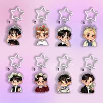 8pcs Kpop Stray Kids Member Acrylic Keychain Kawaii Flower Headband Chibi Cartoon Keyring for Bags Backpacks, SKZ Merch STAY Fans Collection Gift 8pcs