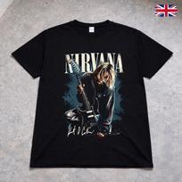 Nirvana T Shirt Kurt Cobain Guitar Grunge Rock Band Tee Adults Kids Black 2XL