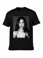 Elevate Your Casual Wardrobe with This Striking Black-and-White Megan Fox Tongue-Out Portrait T-Shirt, a Cool Tribute To Her Edgy and Timeless Vibe S įvairiaspalvis