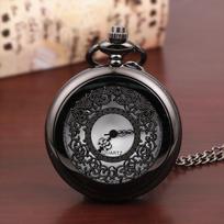 Men'S Vintage Hollow Out Circular Pocket Watch  Chain Quartz Pocket Watch Souvenir Gift varis