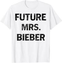 Būsimoji Mrs. Bieber Juokingi vyriški moteriški marškinėliai S black
