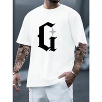 European sizes Men's T-Shirt, Men's T-Shirt with Striking  G  Letter Print - Soft and Breathable Fabric, Large Loose Fit Casual Style S balta