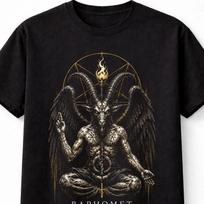 Bafometo okultinis demonas gotikinio siaubo pentagrama unisex marškinėliai L black