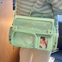 Nauja Y2K Mielas Ita Krepšys Harajuku Mergaitėms Skaidri Kišenė Didelės Talpos Crossbody Krepšys Lolita DIY Ženkliukų Rodymas Atsitiktiniai Peties Krepšiai 30x24x10cm