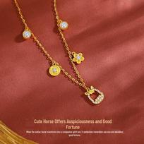 Tichia S925 Sterling Silver  Instant Wealth  Horse Necklace, Luxury Fashion Design for Women. 925 Silver