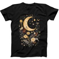 Dangiškas Mėnulis Boho Gėlės Best Seller Juokinga Dovana Juodi Marškinėliai T-shirt 362 S