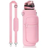 Stylish Insulated Kettle Storage Bag Non-slip Portable Water Bottle Holder For Hiking rožinė