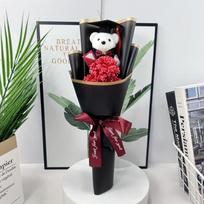 Sunflower Bear Bouquet Rose Bouquet Decoration Cartoon Lovely Bear Valentine'S Day Graduation Gift Animal Bouquet