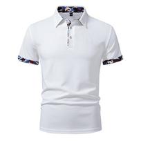 Men Casual Loose Color Block Lapel Short Sleeve Plus Size Mens Polo T Shirt S balta