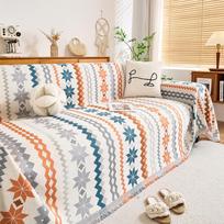 Bohemian Style Chenille Sofa Cover Full Coverage Universal Couch Slipcover All Season Cushion Throw Blanket 180*130cm [single seat without armrest]