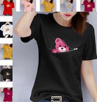 Bear Graphic Print T-shirt, Teddy Bear Short Sleeve Crew Neck Casual Top  Women's Clothing Oversized  T Shirt Tops  Harajuku L gray
