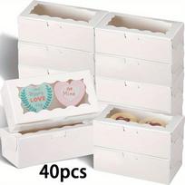 40 vnt. dovanų dėžutės su langeliu, mini dovanų dėžutės, dovanų pakavimo dėžutė vestuvėms, vakarėliams, tortams, saldainiams, muilui, sausainiams, kepyklėlėms, makaronams, šokoladui 40pcs 10.5*5.5*3.5cm chaki