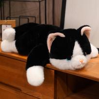 Cute Simulated Cat Doll Plush Toy Stuffed Soft Animal Plush White Gray Kitten Pillow Kids Girls Birthday Gift Pet Toys Deco 30cm juoda