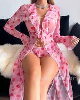 New pink printed erotic underwear sexy pajamas women S rožinė