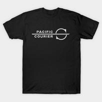 Men Black Print T-shirt Pacific Courier No-Cut Transfer Paper Print Cotton Tshirt 3XL juoda
