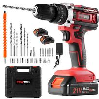 Elektriniai gręžtuvai POWTOOLS - 21V - 2 ličio baterijos + 24 priedai + Įkroviklis