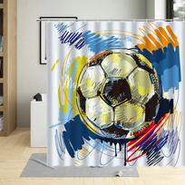 Futbolo Sporto Dizaino Dušo Užuolaida, Poliesterio Audinys, Atspari Vandeniui, Berniukų Namų Dekoras, Užuolaidos su Kabliukais, Animacinių Filmų Vonios Kambarys W90xH180cm