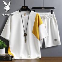 PLAYBOY Men's Short Sleeve T-Shirt & Shorts Summer Set M