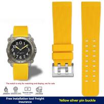 Hamilton Khaki Deep Diving H78585333 H78505330 H78535380 Atsparus vandeniui Laikrodžio dirželis 24mm Guminis dirželis Juoda Geltona Apyrankė 24mm-width