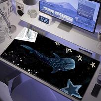 Whale shark oceanthemed large mouse pad with antislip rubber base washable suitable for office and gamers Sewn edge HYBXAXC 800x400x2mm